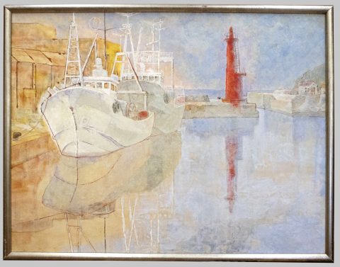 ベルナール・ビュッフェ 、「 ラ・ロッシェルの港」、画集画、額付、ara-